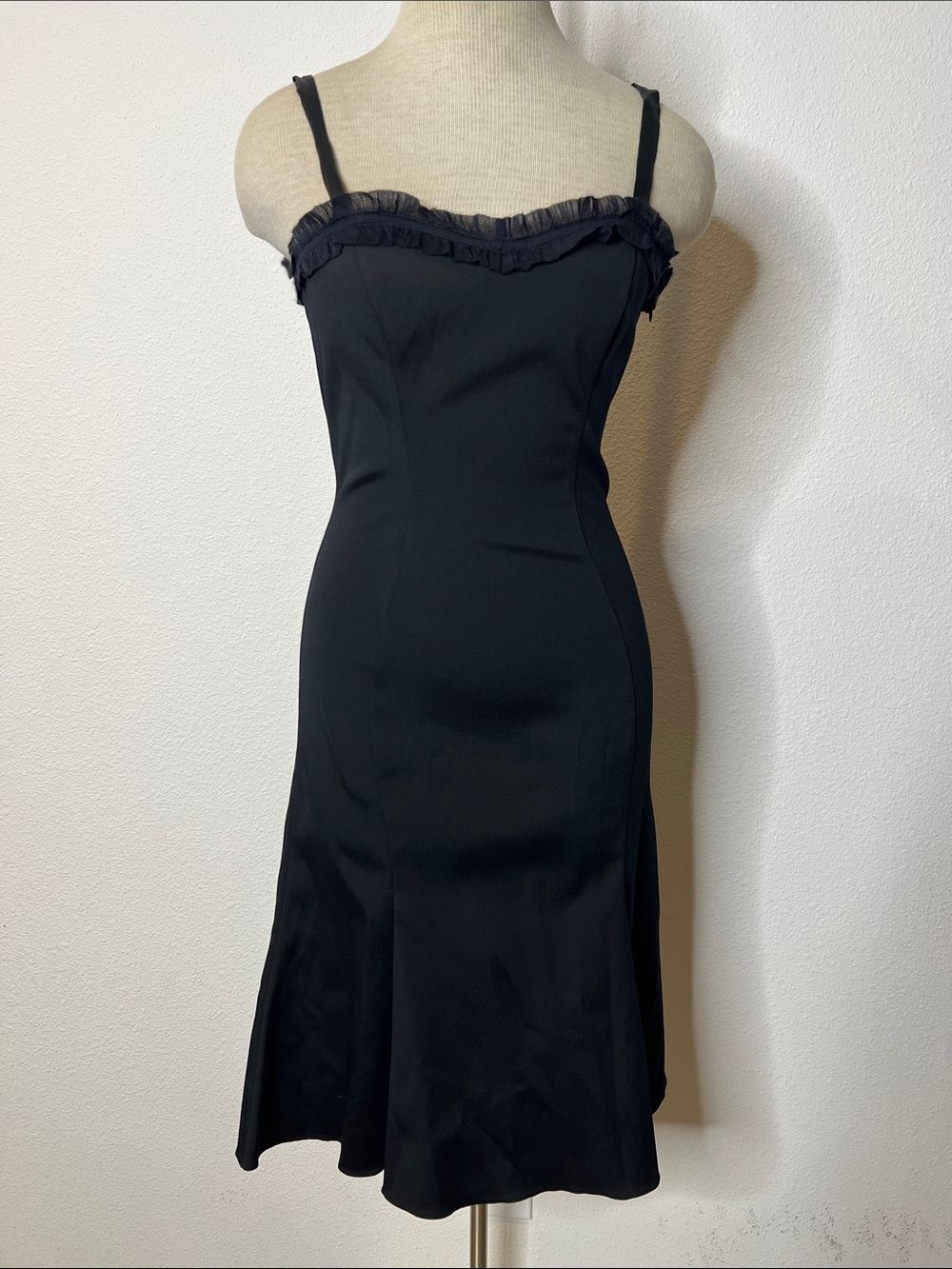 Anna Molinari Little Black Ruffle Trim Dress